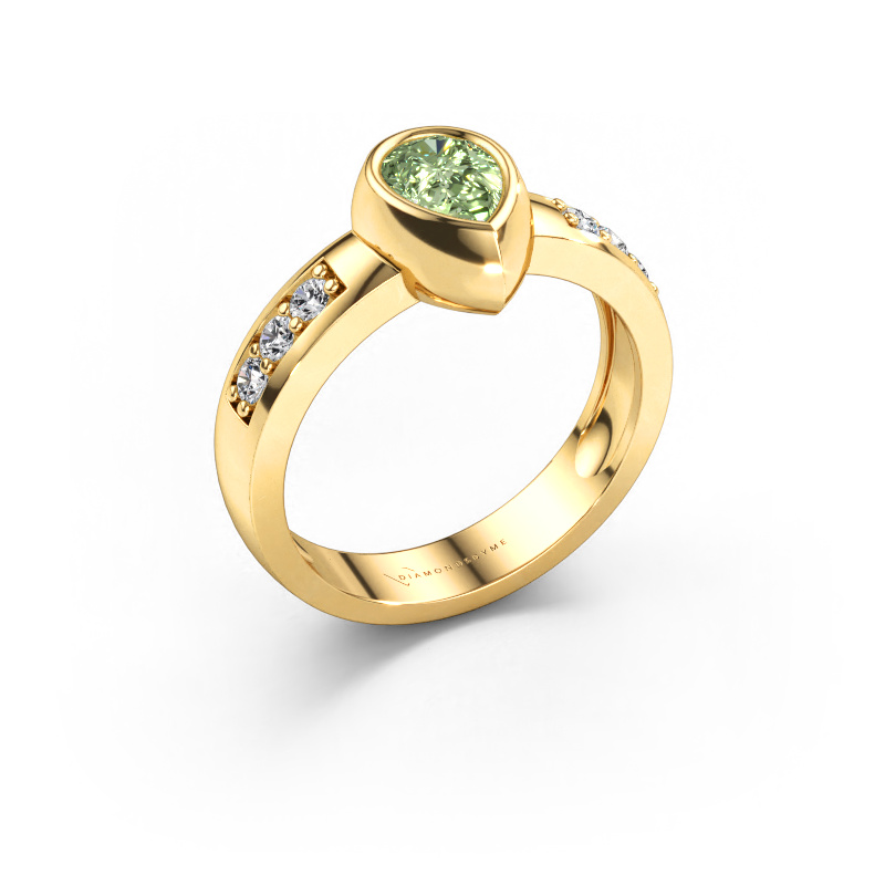 Immagine di Anello Charlotte Pear 585 oro Diamante lab grown verde 8x5 mm