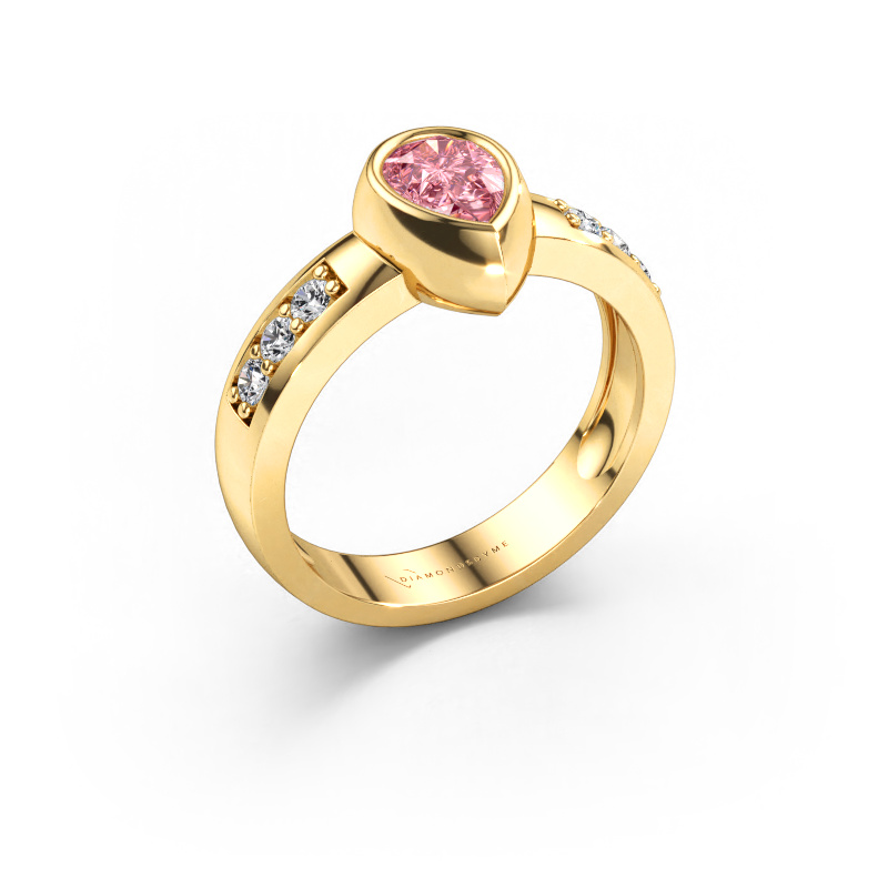 Image de Bague Charlotte Pear 585 or jaune Diamant synthétique roze 8x5 mm