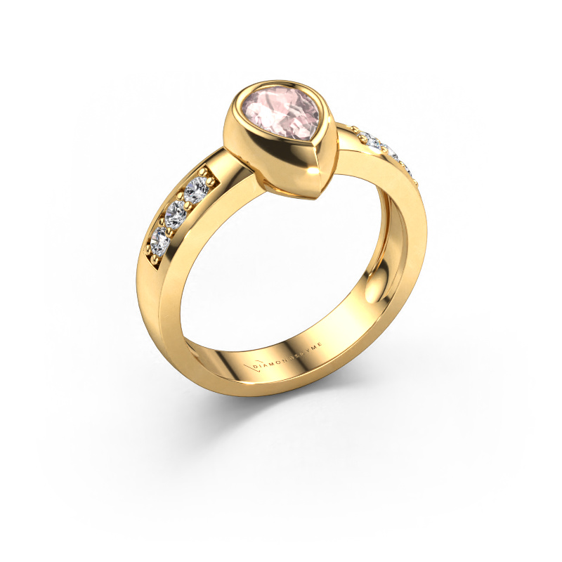 Image of Ring Charlotte Pear 585 gold Morganite champagne 8x5 mm