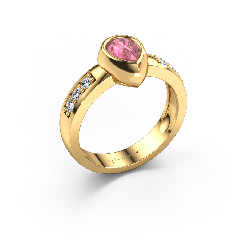 Image of Ring Charlotte Pear 585 gold Tourmaline pink 8x5 mm
