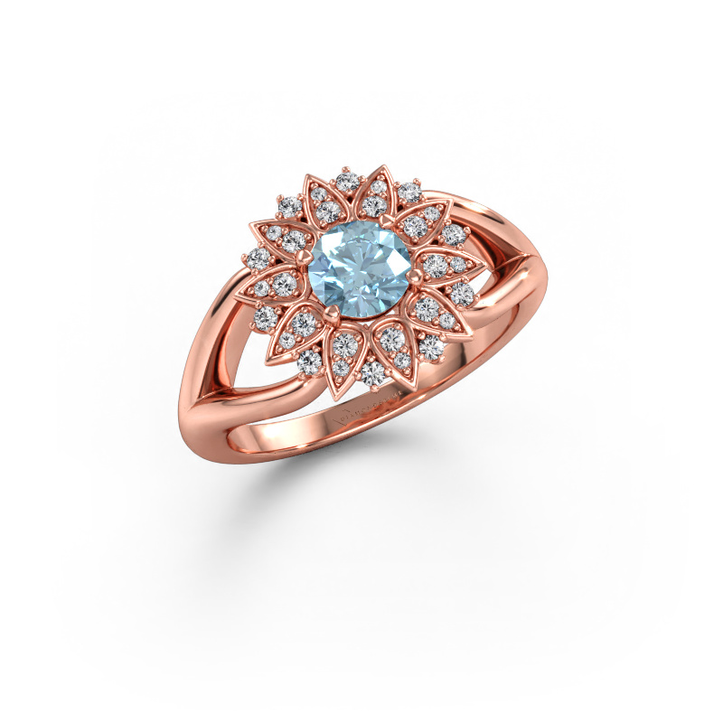 Bild av Ring Chasidy 1 585 roséguld Blå labbodlad diamant 5 mm