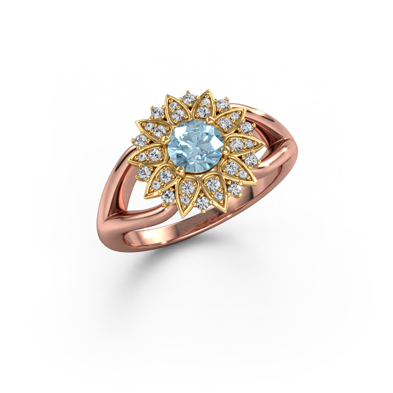 Bild von Ring Chasidy 1 585 Roségold Blauer Labordiamant 5 mm