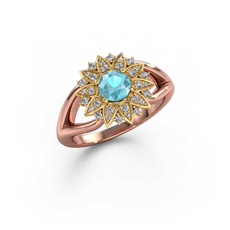 Bild von Ring Chasidy 1 585 Roségold Blau Topas 5 mm