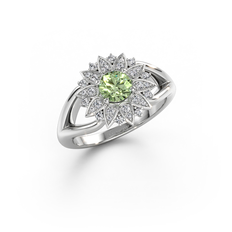 Immagine di Anello Chasidy 1 585 oro bianco Diamante lab grown verde 5 mm