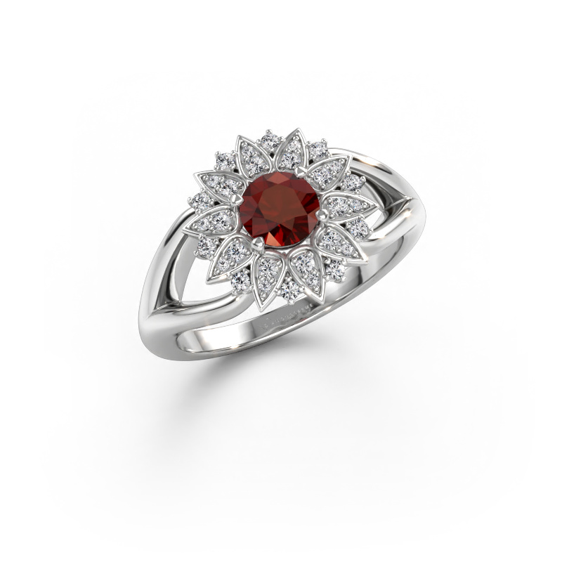Image de Bague Chasidy 1 585 or blanc Grenat 5 mm