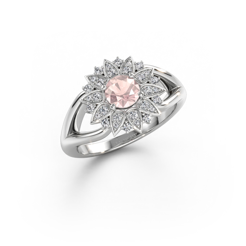 Bild av Ring Chasidy 1 585 vitt guld Champagnefärgad morganit 5 mm