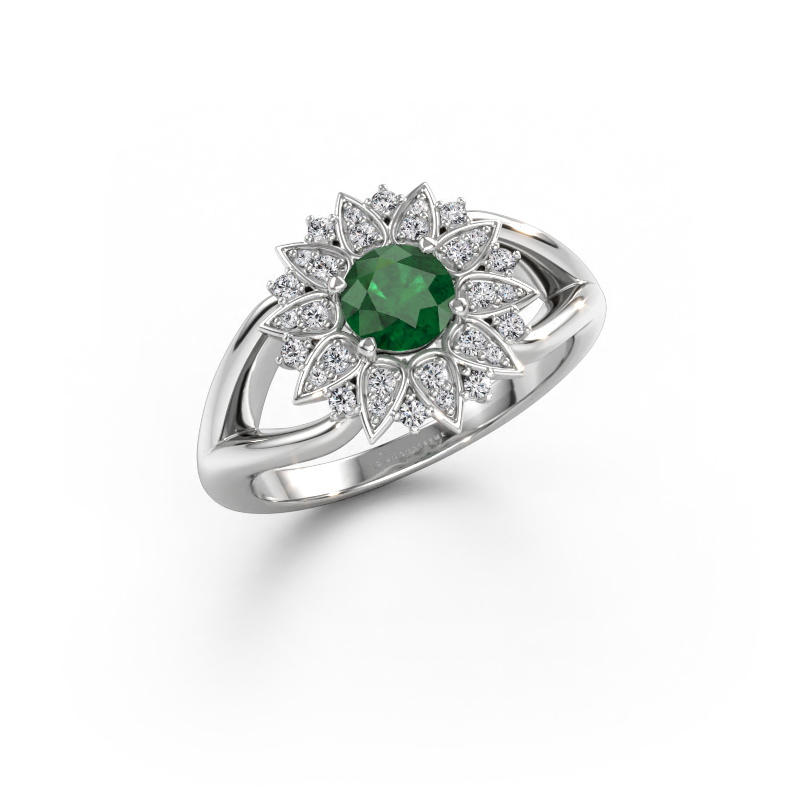 Immagine di Anello Chasidy 1 585 oro bianco Smeraldo 5 mm