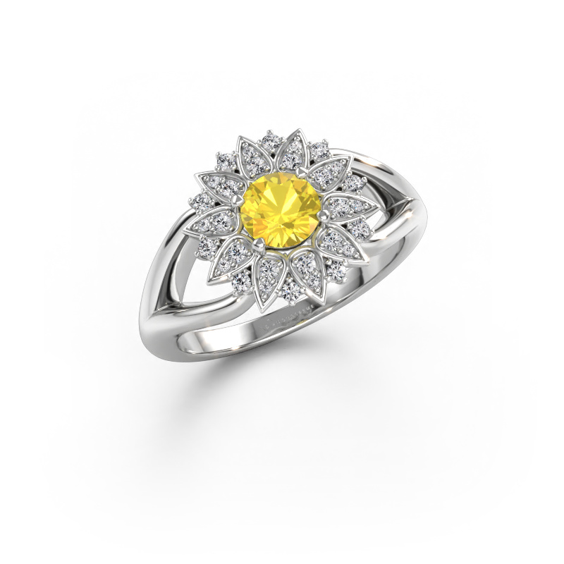 Immagine di Anello Chasidy 1 585 oro bianco Zaffiro giallo 5 mm