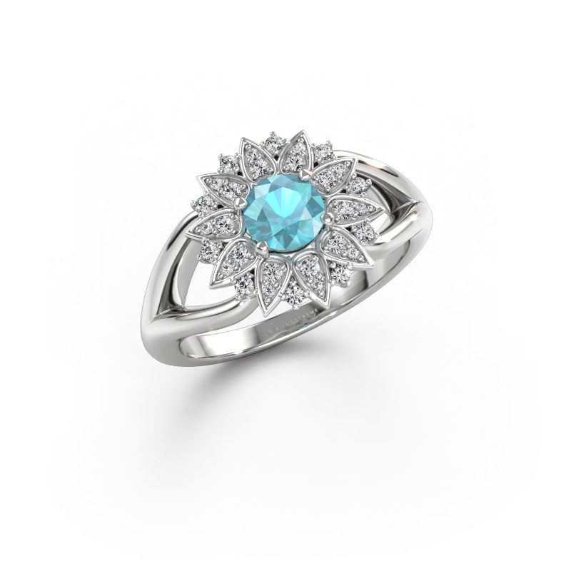 Bild av Ring Chasidy 1 585 vitt guld Blå topas 5 mm