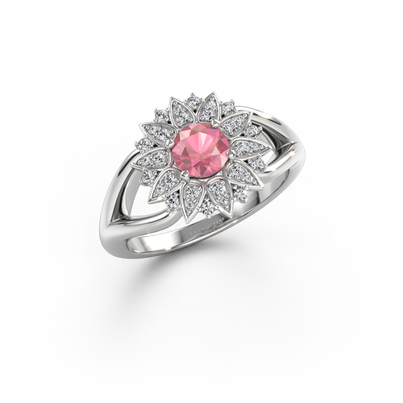 Bild av Ring Chasidy 1 585 vitt guld Rosa turmalin 5 mm