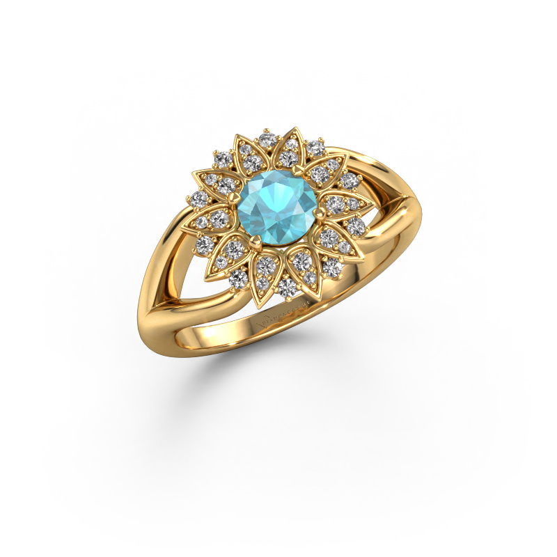 Bild von Ring Chasidy 1 585 Gold Blau Topas 5 mm