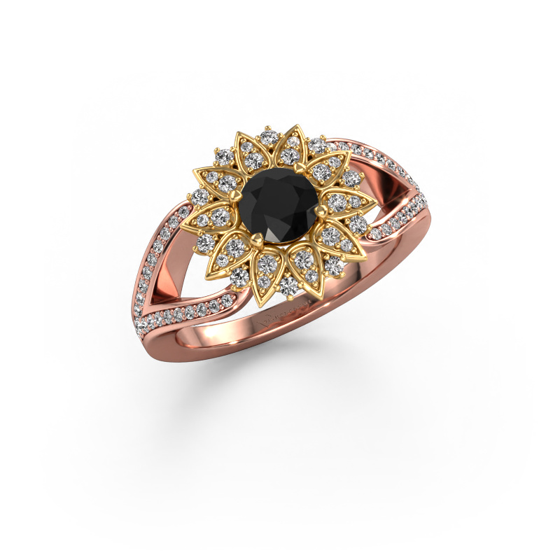 Bild von Ring Chasidy 2 585 Roségold Schwarz Diamant 0.925 crt