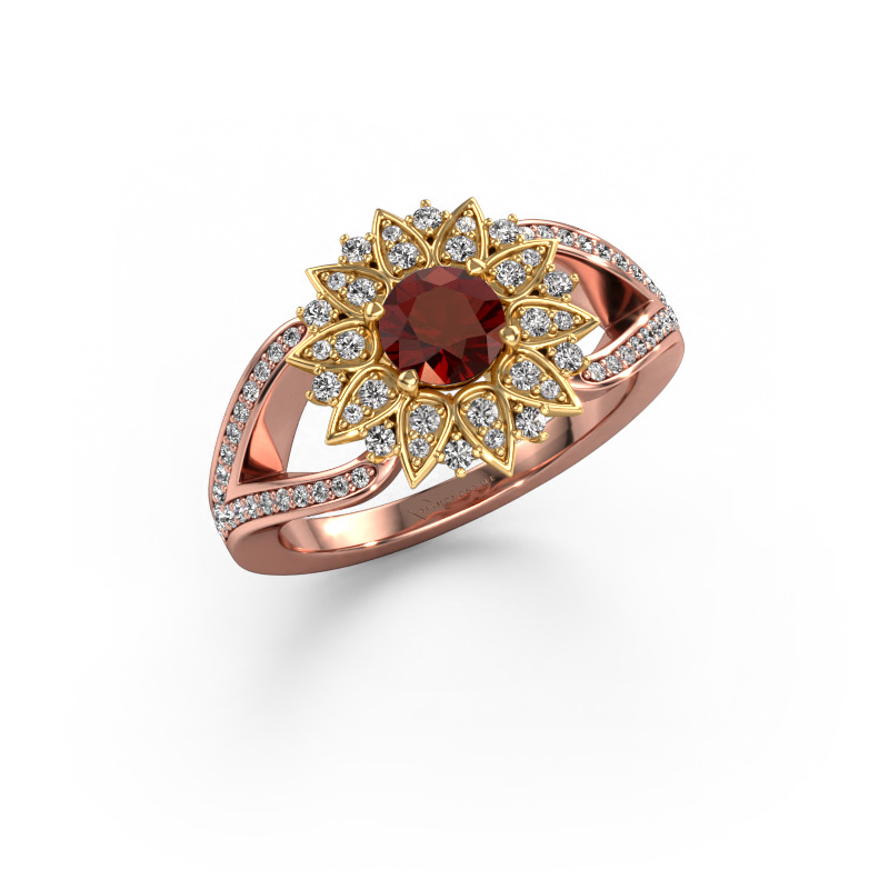 Bild von Ring Chasidy 2 585 Roségold Granat 5 mm