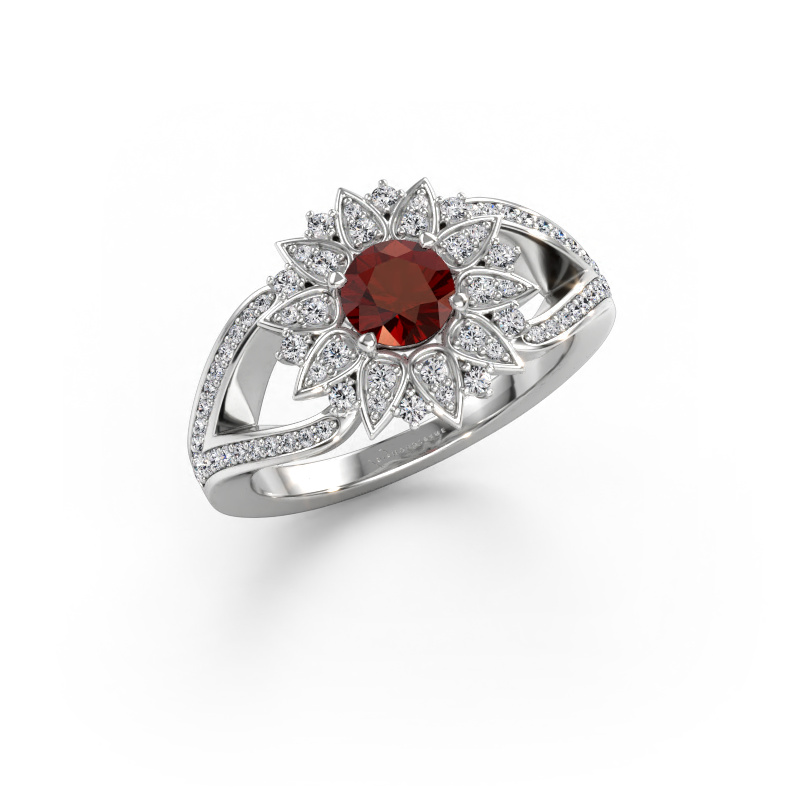 Bild von Ring Chasidy 2 585 Weißgold Granat 5 mm
