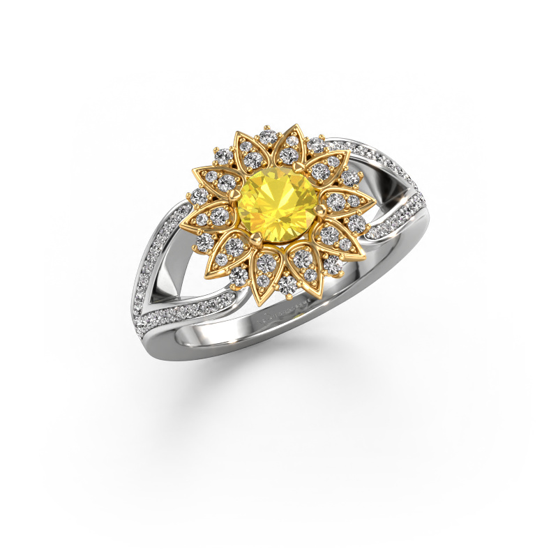 Image of Ring Chasidy 2 585 white gold Yellow sapphire 5 mm