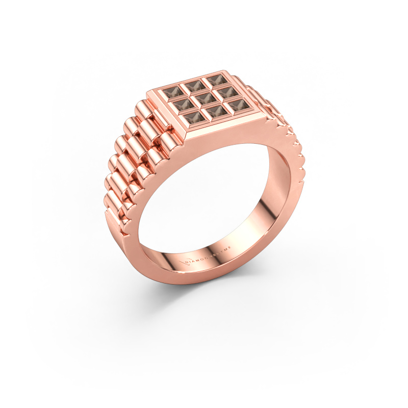 Image de Bague pour homme Chavez 585 or rose Quartz fumé 2 mm
