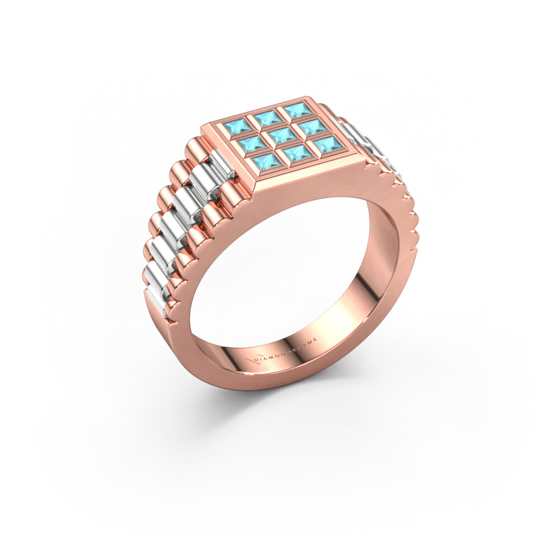 Image of Men's ring Chavez 585 rose gold Blue topaz 2 mm
