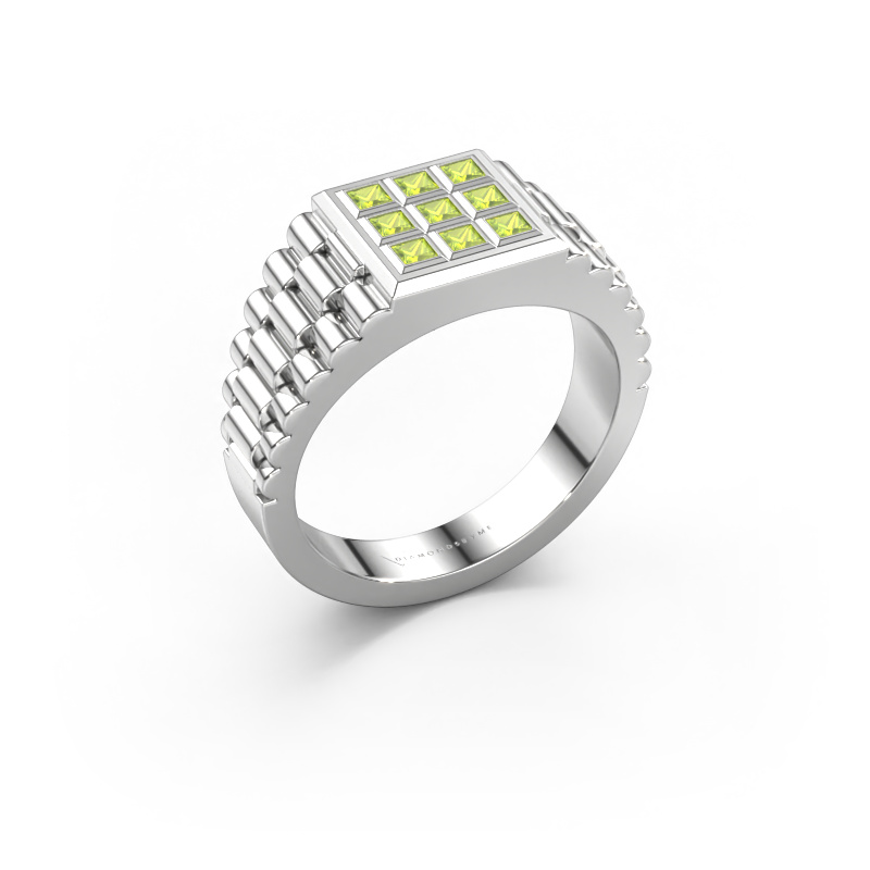Bild von Herrenring Chavez 585 Weißgold Peridot 2 mm