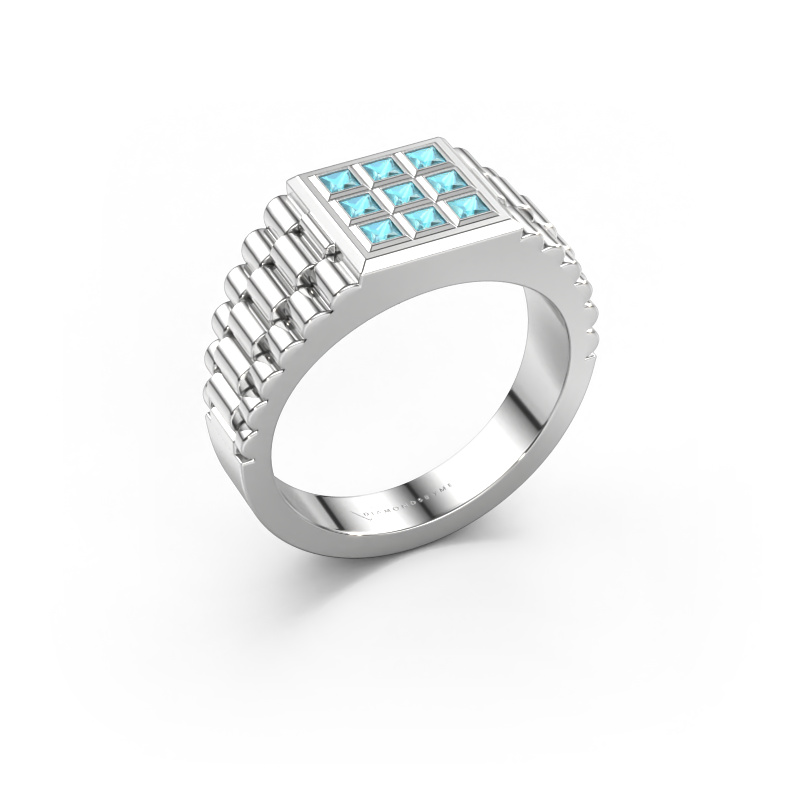 Image of Men's ring Chavez 950 platinum Blue topaz 2 mm