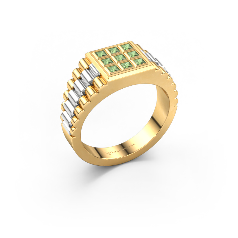 Image of Men's ring Chavez 585 gold Tourmaline green 2 mm
