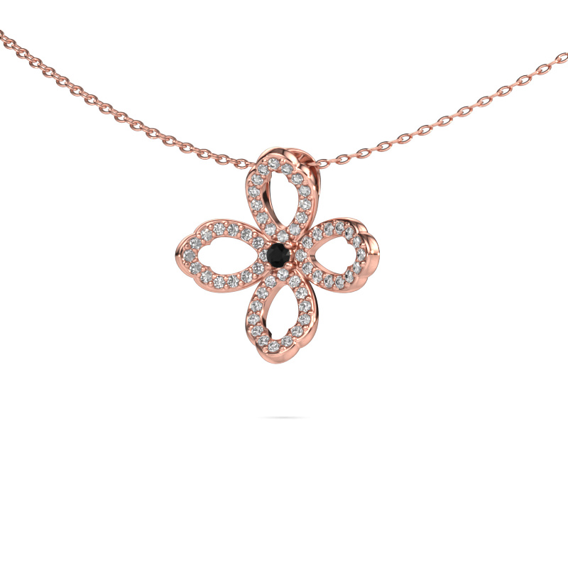 Image of Necklace Chelsea 585 rose gold Black diamond 0.316 crt
