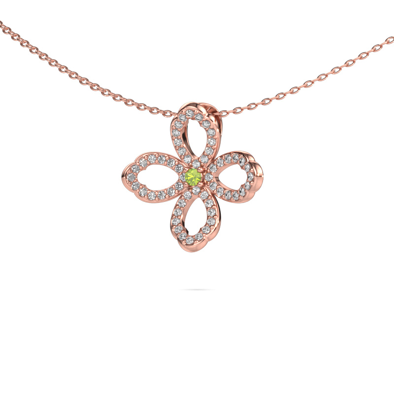Image de Collier Chelsea 585 or rose Péridot 2 mm