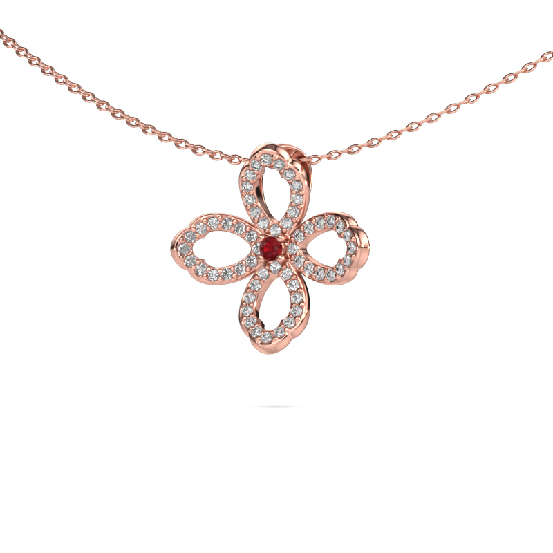 Image of Necklace Chelsea 585 rose gold Ruby 2 mm