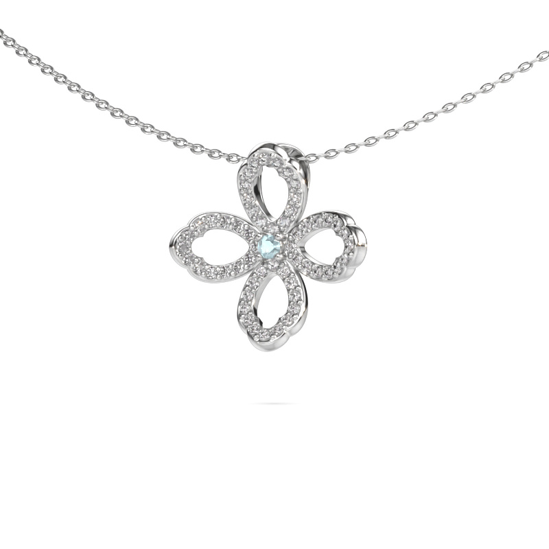 Image of Necklace Chelsea 585 white gold Aquamarine 2 mm