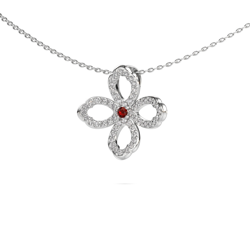 Image of Necklace Chelsea 585 white gold Garnet 2 mm