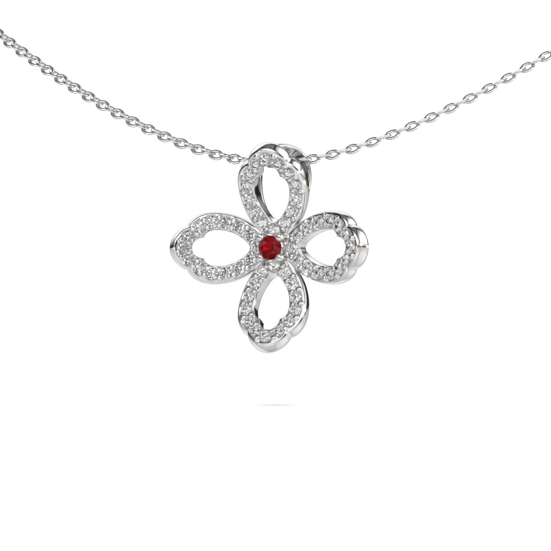 Image of Necklace Chelsea 585 white gold Ruby 2 mm