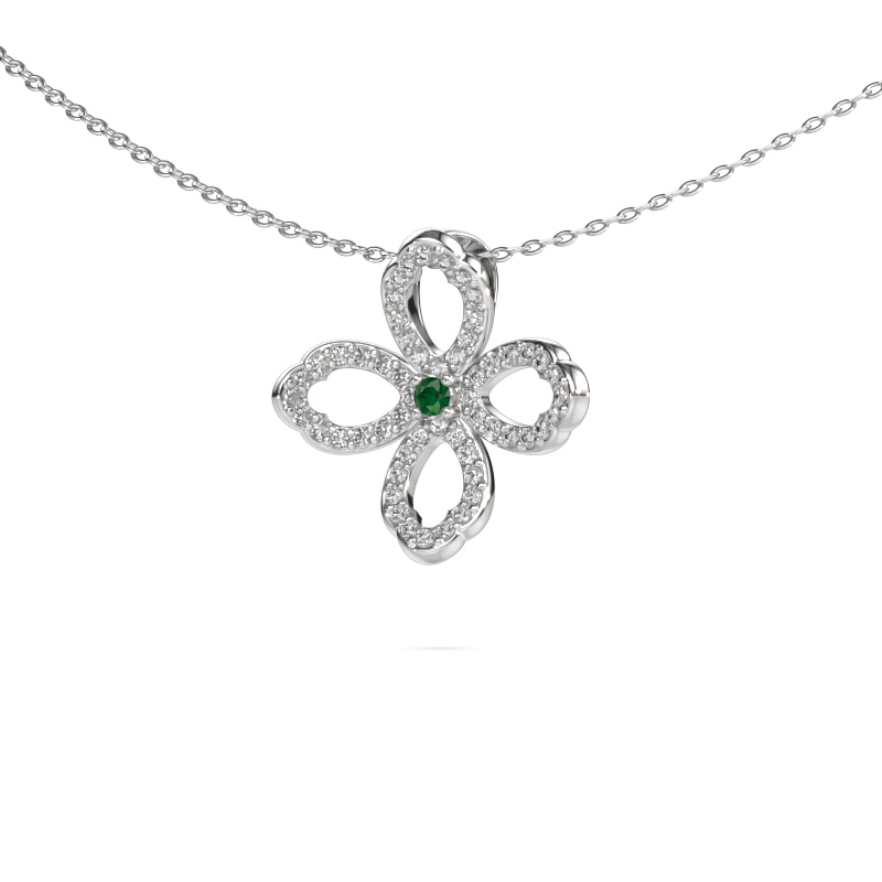 Image of Necklace Chelsea 585 white gold Emerald 2 mm