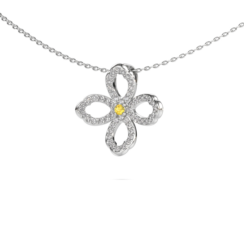 Image of Necklace Chelsea 585 white gold Yellow sapphire 2 mm