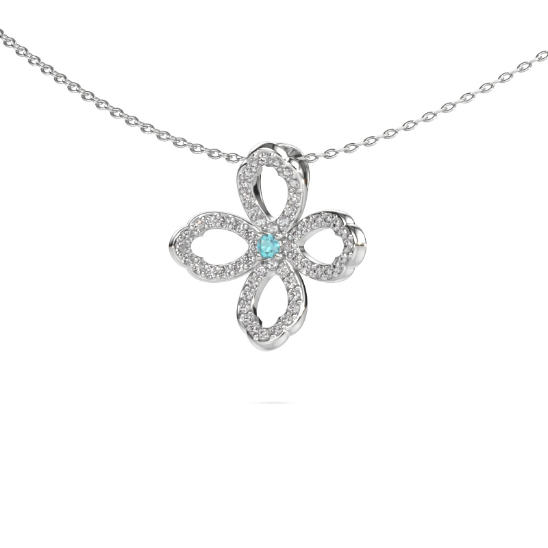 Image of Necklace Chelsea 585 white gold Blue topaz 2 mm