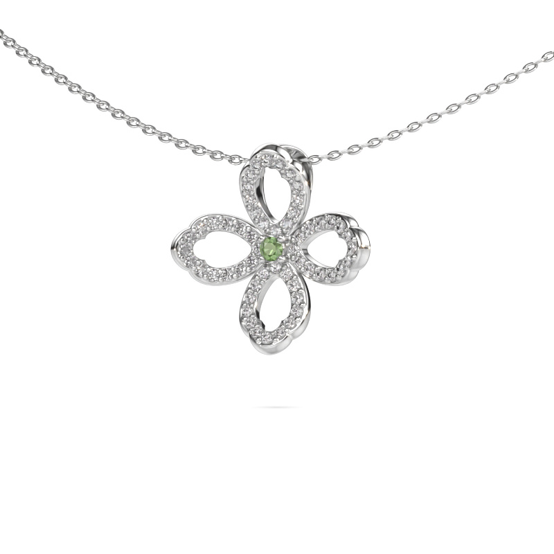Image of Necklace Chelsea 585 white gold Tourmaline green 2 mm