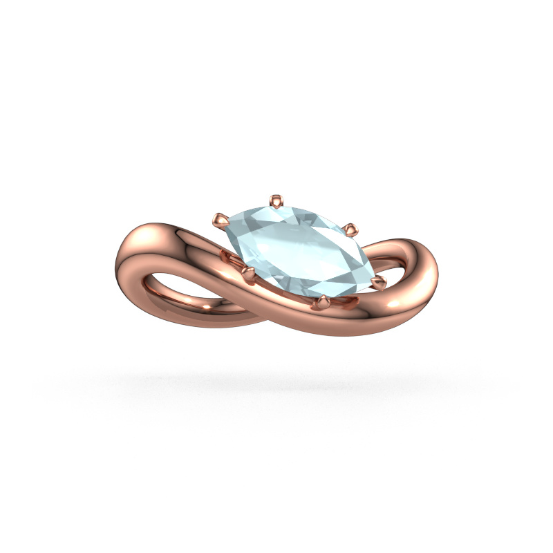 Image of Engagement ring Chloe MRQ 585 rose gold Aquamarine 10x5 mm