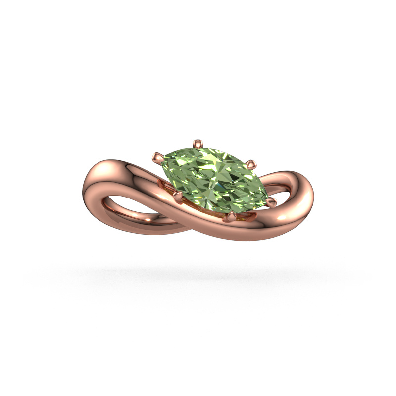 Image of Engagement ring Chloe MRQ 585 rose gold Green lab grown diamond 10x5 mm