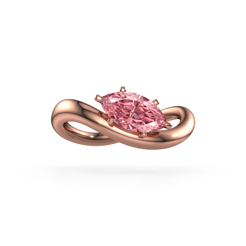 Image of Engagement ring Chloe MRQ 585 rose gold Pink lab grown diamond 10x5 mm