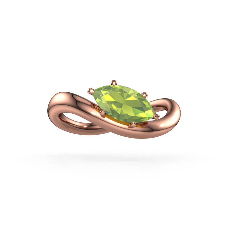 Image of Engagement ring Chloe MRQ 585 rose gold Peridot 10x5 mm