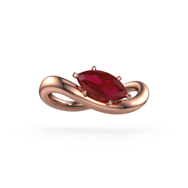 Image of Engagement ring Chloe MRQ 585 rose gold Ruby 10x5 mm
