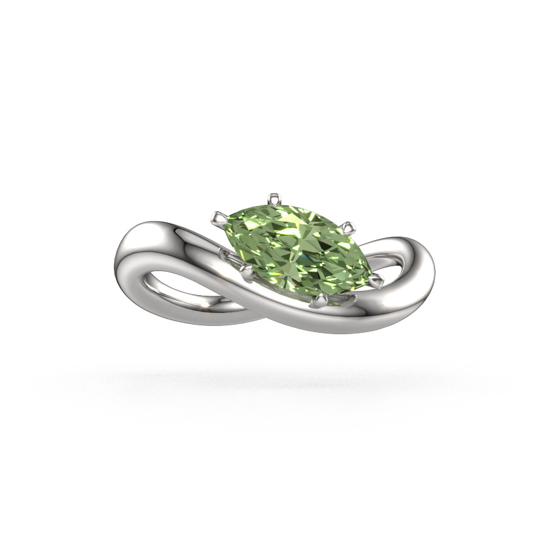 Image of Engagement ring Chloe MRQ 950 platinum Green lab grown diamond 10x5 mm