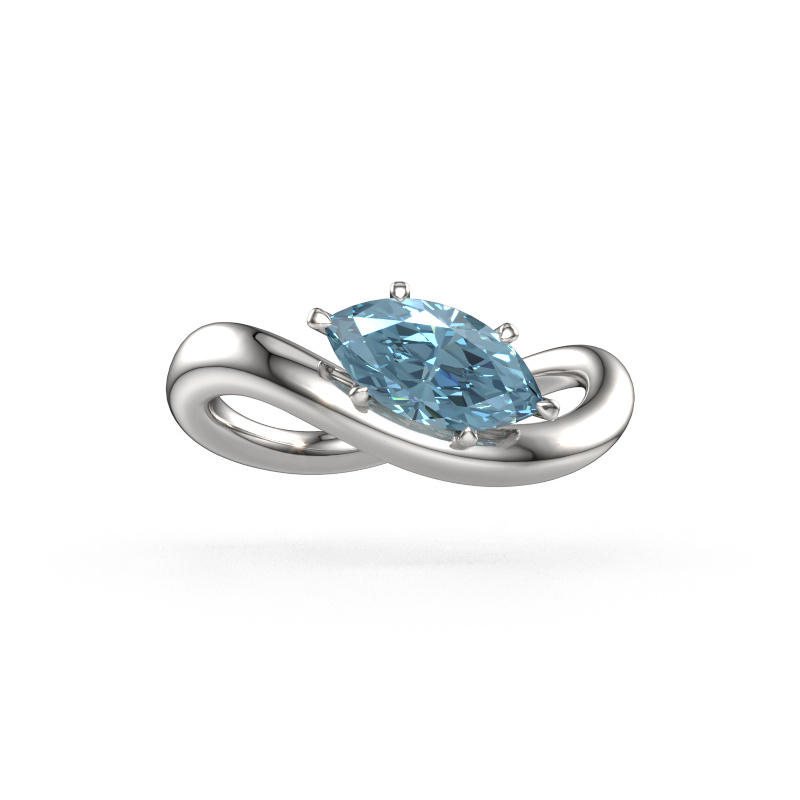 Bild von Verlobungsring Chloe MRQ 950 Platin Blauer Labordiamant 10x5 mm