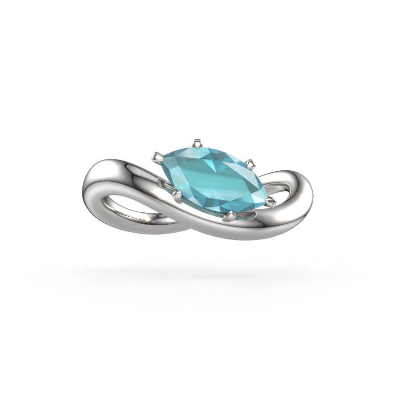 Image of Engagement ring Chloe MRQ 950 platinum Blue topaz 10x5 mm