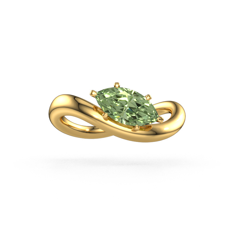 Image of Engagement ring Chloe MRQ 585 gold Green lab grown diamond 10x5 mm
