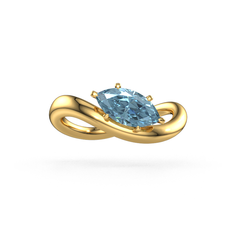 Image of Engagement ring Chloe MRQ 585 gold Blue lab grown diamond 10x5 mm