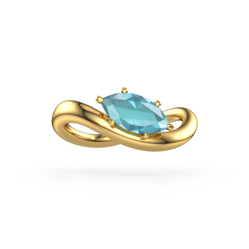 Image of Engagement ring Chloe MRQ 585 gold Blue topaz 10x5 mm