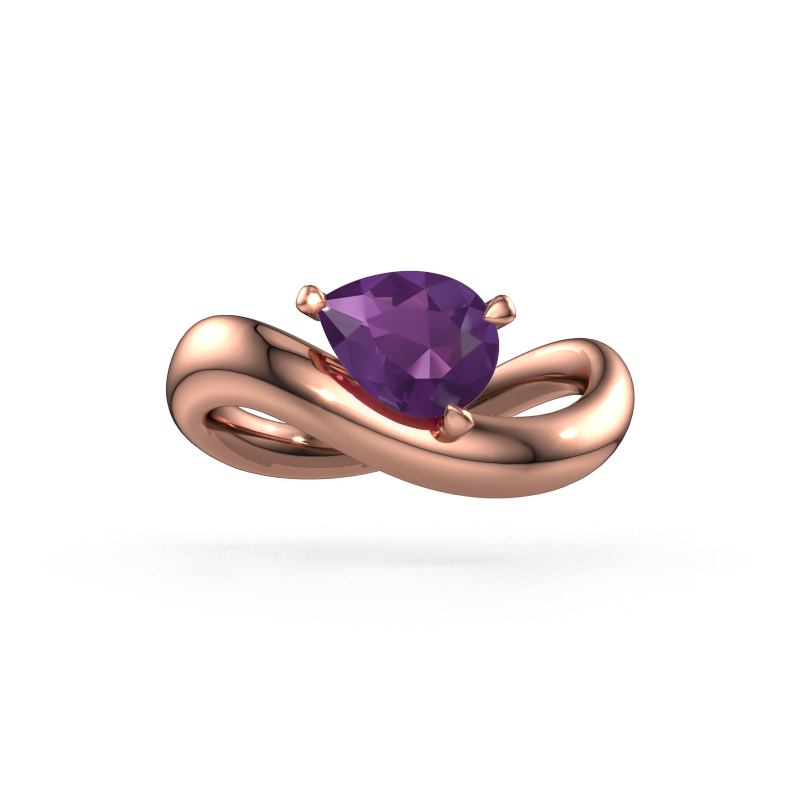 Image of Engagement ring Chloe PER 585 rose gold Amethyst 8x6 mm