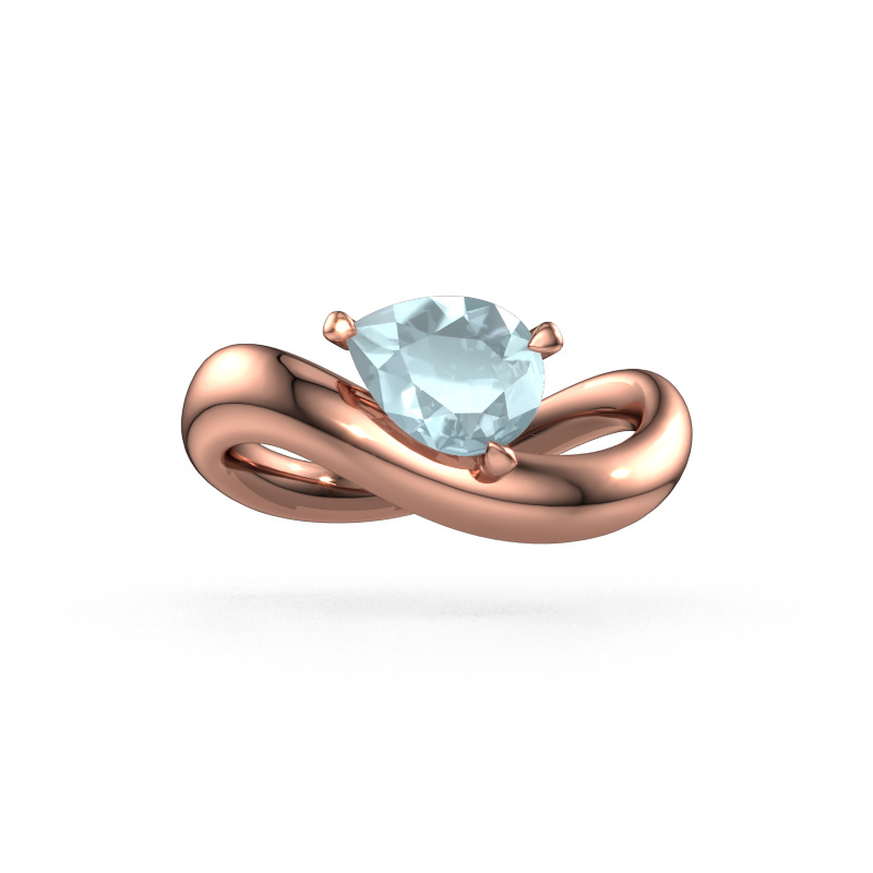 Bild von Verlobungsring Chloe PER 585 Roségold Aquamarin 8x6 mm