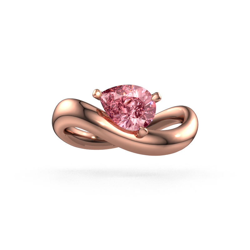 Image of Engagement ring Chloe PER 585 rose gold Pink lab grown diamond 8x6 mm
