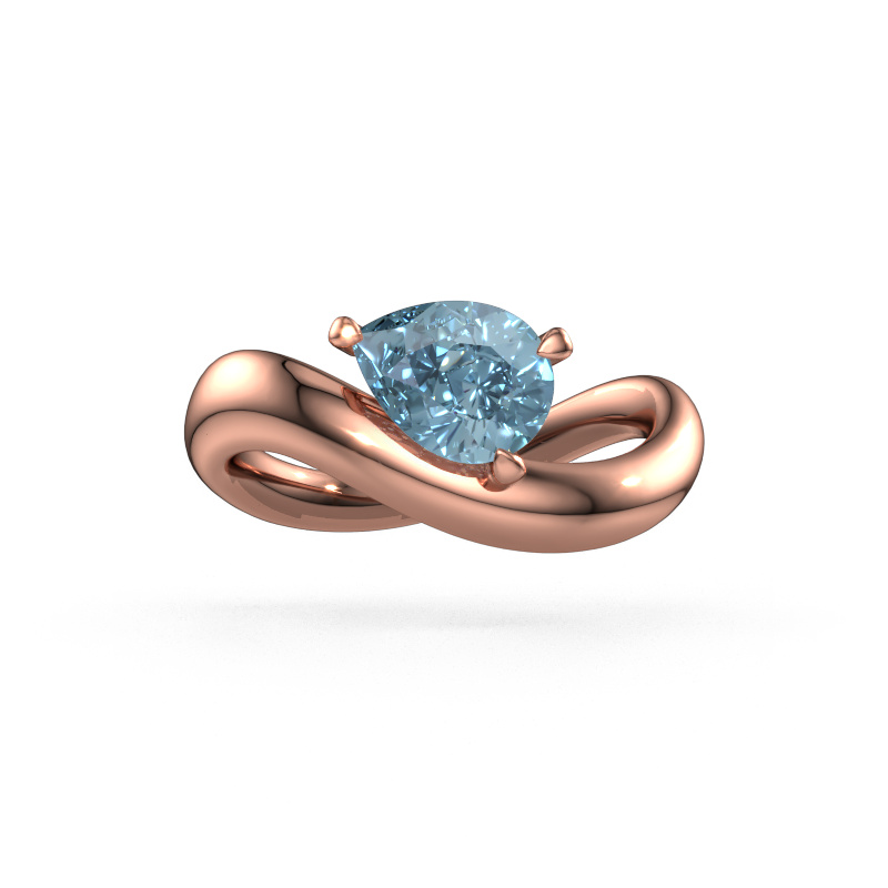 Image of Engagement ring Chloe PER 585 rose gold Blue lab grown diamond 8x6 mm