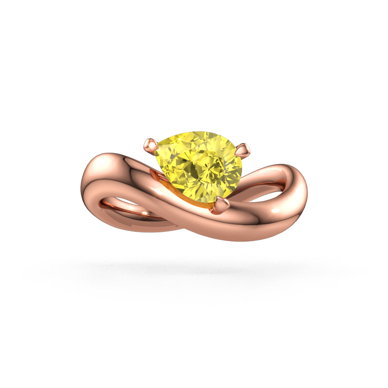 Immagine di Anello di fidanzamento Chloe PER 585 oro rosa Diamante lab grown giallo 8x6 mm